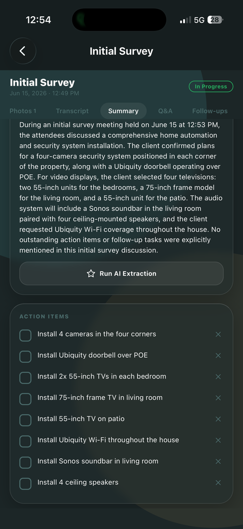 AI summary and action items